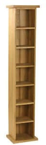 Woodvale Solid Oak Single CD Tower Shelving Unit Fully Assembled