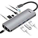 USB C Hub, USB C Adapter 3.1 with Type C Charging Port, 3.5mm Audio/Mic 2in1, 4K HDMI Output, USB 3.0 SD/TF Card Reader, 3 USB 3.0 Ports,1000M Ethernet Port, for MacBook Pro 2015/2016,Chromebook &amp; more USB C Devices