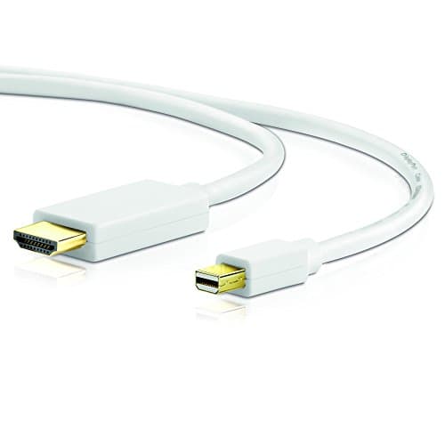 Sentivus 3 M Mini Display Port to HDMI Cable FULL HD 1080P, Double Shielded, Gold White – Ideal for Apple Devices, PC &amp; TV