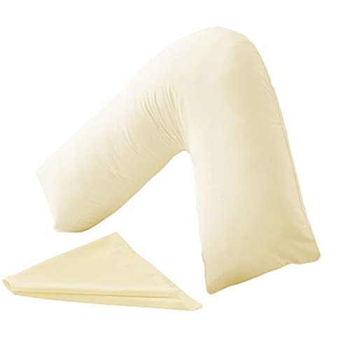 Polycotton Back &amp; Neck Support V Shaped Orthopedic/Pregnency/Nursing Pillow Case Cover Color Cream by EXQUIZIT HOME.