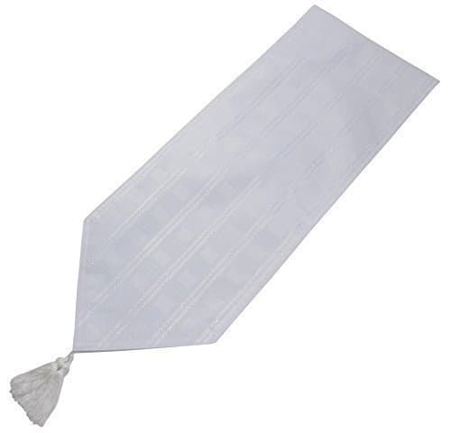 LUXURIOUS MODERN CHRISTMAS WOVEN JACQUARD CHECK WHITE TABLE RUNNER 13" X 70" - 33 X 178CM