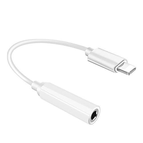 Lightning to 3.5 mm Headphone Jack Adapter, Bkayp Lightning Port to 3.5 mm AUX Female Audio Jack Headphone Cable Adapter for iPhone 7 / 7 Plus [No Calling Function and Music Control] - White (Lighning Adapter - White)