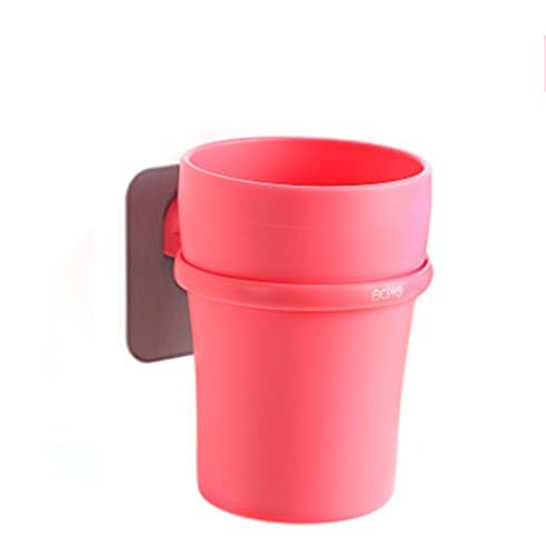 Wall mount bracket brush rinsing cup creative couples toothbrush cup children vanity suction cup wall brushing cup kit, Pink