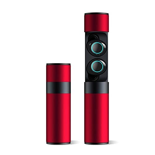 BLUEHUAF Rechargeable Box Wireless Bluetooth Headset Bluetooth 5.0 Waterproof And Dustproof Mini Ultra-Small Into The Earbud Hanging Ear Sport Invisible Running Ears,Red