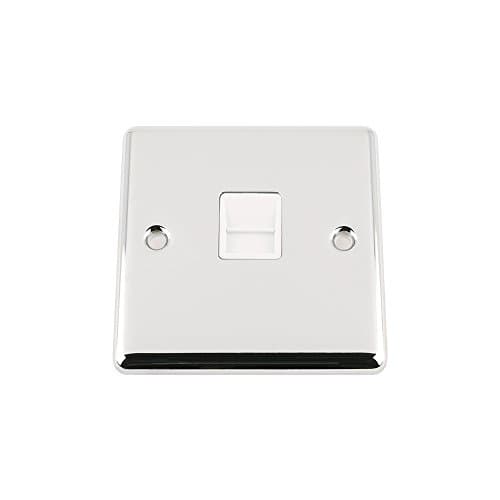 Master Telephone BT Plug Socket - Polished Chrome - Classic - White Insert