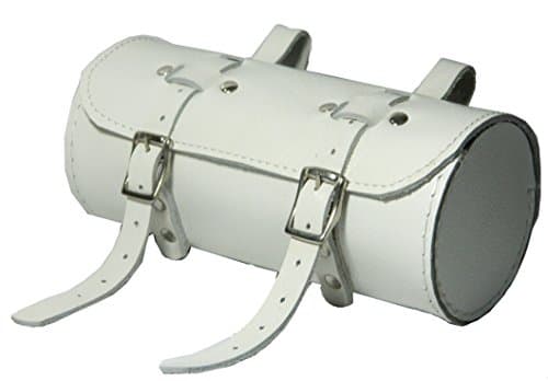 HERTE Genuine Leather Bicycle Round Saddle Bag Utility Tool Bag White