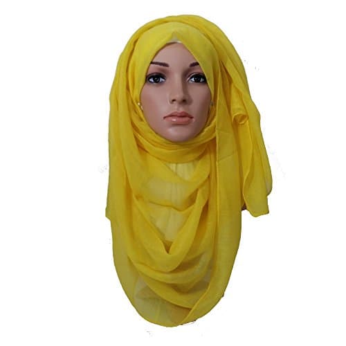 Plain Maxi Hijab Large Oversized Maxi Scarf Soft Viscose Shawl Sarong (Yellow)