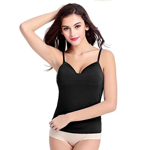 Encounter Womens Basic Modal Cotton Shelf Bra Camisole(Black,M)