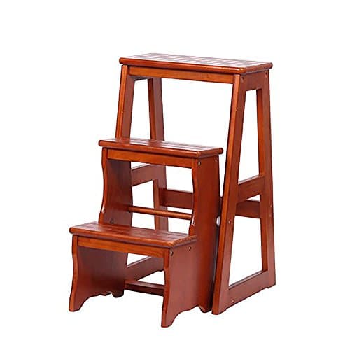 LJHA Chairs Simple Solid Wood Footstool/Collapsible Step Stool/Changing Shoes Stool Creative Ladder (4 Colors Available) Stools (Color : B-Light walnut color, Size : 66*42cm)