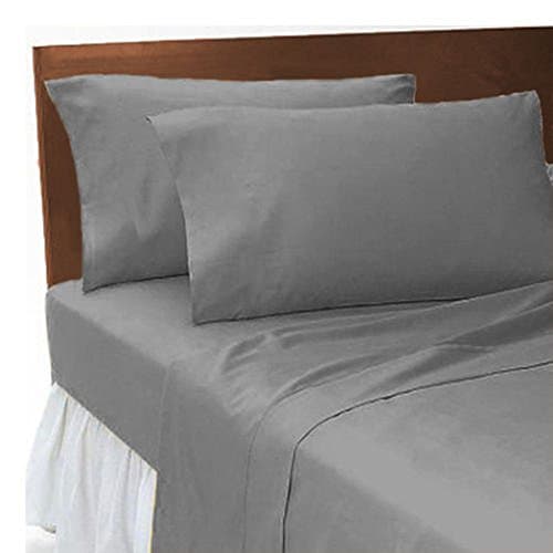 JUBILEEHOMEWARE Polycotton Plain Dyed Flat BED Sheet Single Double King Super King Sizes & Pillow Covers/cases (Super King, Grey)