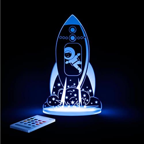 Rocket Children's multi coloured LED Night Light with remote control. Choose colours, dimmer, set timer, auto colour and more!