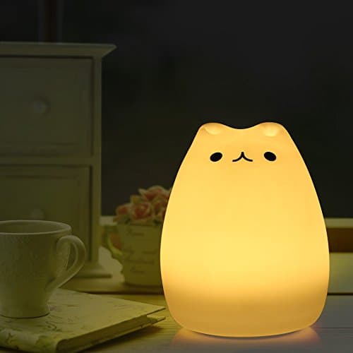 Color Changing Silicone Cat Night Light, LED Glowing Cat Night Light, Bedside Lamp Nightlight for Baby Kids Children Girls Boys