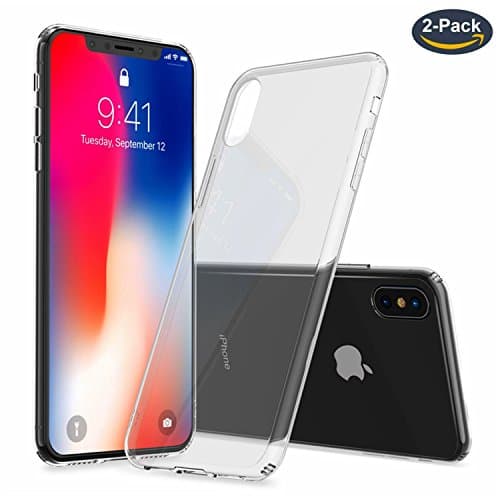 iPhone X Case, iPhone 10 Case, Alyee 2Pack TPU+ Hard PC Transparent Gel Case Shock Absorption Anti-Scratch Supports Wireless Charging for 5.8" Apple iPhone X( Crystal Clear+Gray Clear)