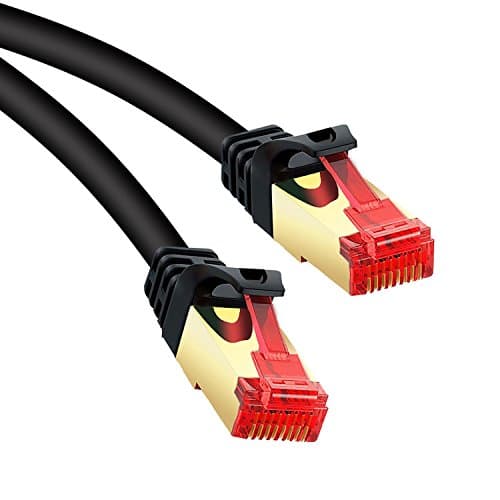 LinRui (2-PACK)Ethernet Gigabit Lan Network Cable (RJ45) Advanced CAT 7 |Gold Connectors| 10Gbps 600MHz |10/100/1000Mbit/s | Patch cable | STP | compatible with CAT.5 / CAT.5e / CAT.6 | Switch/Router/Modem (2M, BLACK)