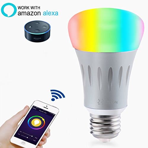 Smart LED Light Bulb, Wi-Fi Light Bulb, Multicolored LED Light Bulbs, A19, Dimmable,7W E27, Smartphone Controlled Daylight & Night Light, Home Lighting, Compatible with Alexa