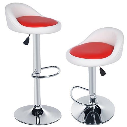 Qulista 2 Pcs Bar Stools Variable Height Gas Lift With 360 Swivel Encompassing Armrests Padded Faux Leather Seat Breakfast Bar Stools Bar Chairs (UK STOCK)