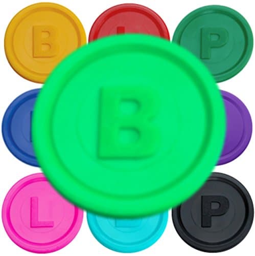 500 Token in der Farbe Neon-Gr Bottle Bill Game Tokens Container Deposit Pledge Learning Counting Counters Refund Coins Chips available with Letters B, P, or L and many different colours