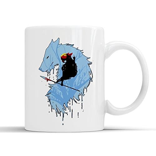 Princess Mononoke Wolf Black Studio Ghibli - White Mug