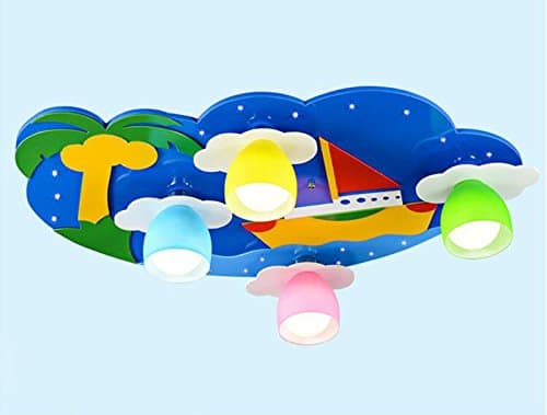 GZLIGHT Modern Ceiling Light Pendant Lamp Children'S Room Lighting Creativity Eye Lighting Boats Coconut Blue 5 Watt Led Bulb 75*49*16cm