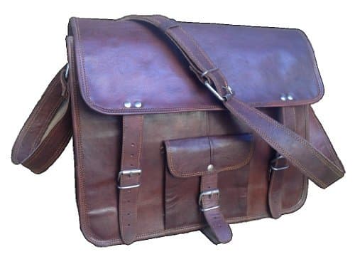 True Grit Leather Rustic Leather 15 Inch Laptop Messenger Briefcase Bag