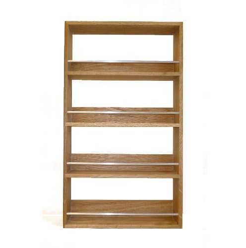 Solid Oak Spice Rack Holds up to 24 Jar Capacity 4 Tiers Kitchen Storage Organiser Freestanding or Wall Mounted (59cm x 7cm x 29cm)