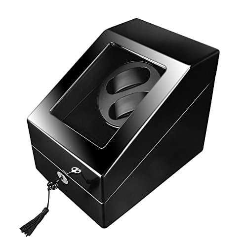 FIRWAY Automatic Watch Winder with Double Watch Box(5 Timer Modes,Silent Motor,Quality Finish,Dual Rotator) For 5 Watches(Black 2+3)