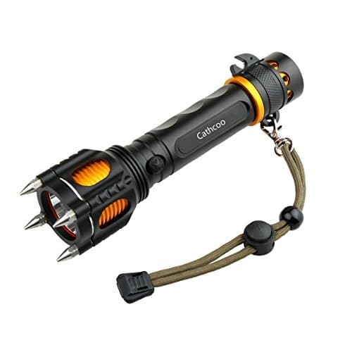 Cathcoo Flashlight1000 Lumens Waterproof Military LED 5 mode Handheld Flashlight Torch with Audible Alarm Tail Design for Defense or Emergency