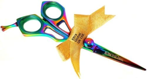 Eltra Global Hand crafted, Semi-Convex, Offset, Rainbow Titanium 5" Hairdressing Scissors.3 years manufacturer's warranty. FREE worldwide delivery plus £1 Amazon gift voucher on any and every additional item!