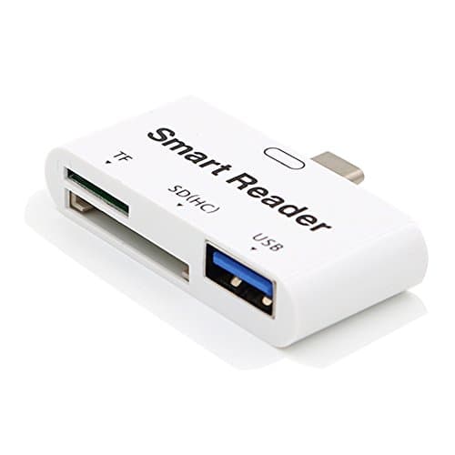 VIMVIP® 3 in 1 Type C USB 3.0 5 Gbps TF SD Card Reader Type-C with USB 3.0 Port/TF/SD Smart Adapter for MacBook Letv Phone XiaoMi and Other Smartphones (White)