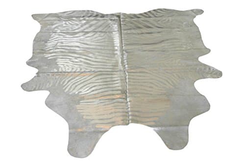 Narbonne Leather Co Natural Cowhide Rug - Silver Zebra Pattern - 213 cm x 200 cm Luxury Designer Hide by