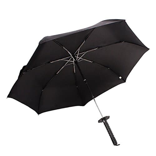 Travel Umbrella Windproof Compact Automatically Open And Close Samurai Sword,Black-55cm-61cm