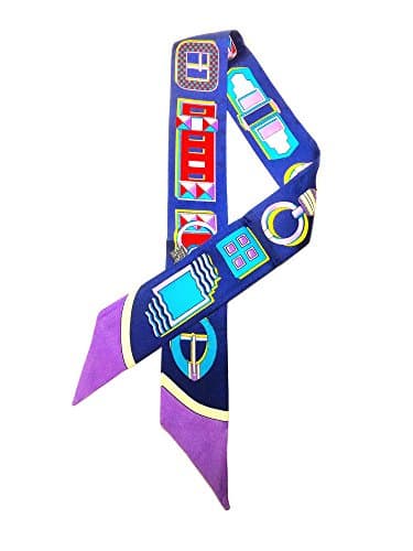 Twilly Silk Ribbon scarf - game pattern, color blue