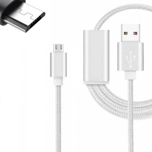 Micro USB Cable Lead by Digi Pig® for CELKON Mobile Phones. Nylon Braided Cable (3 Metre) with Fast Speed Charging and Data Transfer - SILVER