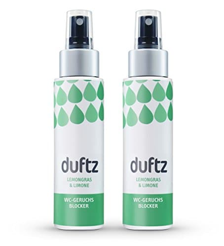 duftz® "Lemongras &amp; Lime" WC odour blocker when using the toilet, at least 100 applications, 75ml toilet fragrance for on the move, toilet, bathroom, guest WC