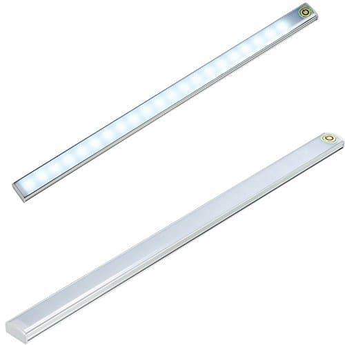 Acxeon Wardrobe Light, 21 LED Wireless Rechargeable Underfloor Light Strip 30CM, Touch Switch Control Adjustable Brightness 3 Modes for Corridor Stairway, Cabinet, Closet Drawer, Work Tables - USB Powered (1pcs)