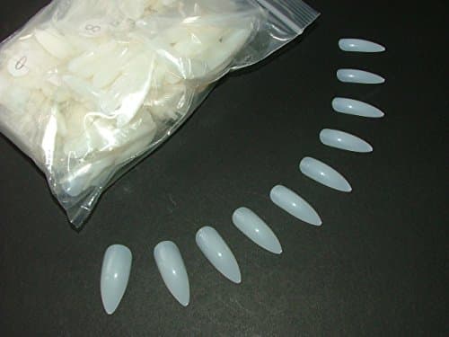 Natural Extra Long Stiletto Full Cover False Nails by Pretty Poppet (500)