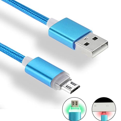 Micro USB Cable, iMusi Nylon Braided OD 4.0mm LED Lightning USB Cord for Sony Samsung HTC LG Android Smartphone - 1M - Blue