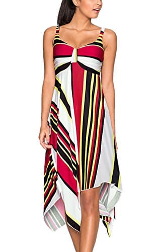 Nergivep Women's Spaghetti Strap Irregular Hem Summer Casual Boho Beach Dress XL Multicoloured2