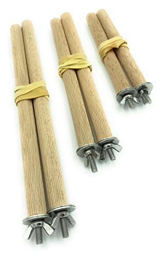 Vitezza 6er Set Perches 15 cm/20 cm/25 cm Beech Wood Grooved 18 mm for Budgies, Cockatiels And Co. Stainless Steel – Includes Attachment Material