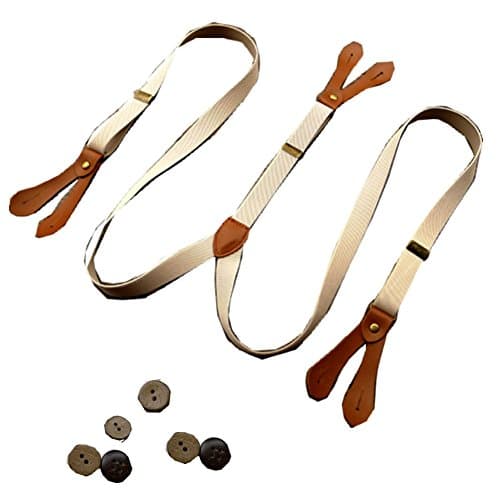 Enwis Casual Style Solid Suspenders Braces Adjustable Six Button Holes Width 0.79" Elastic