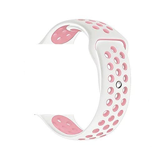 For Apple Watch Sport Band, Soft Silicone Quick Release Replacement Strap for Apple iWatch Series 1 Series 2 ZONEYILA (M/L 42mm, White / Light Pink)
