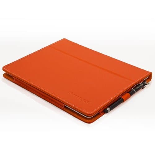 Snugg iPad 3 &amp; 4 Case - Smart Cover with Flip Stand &amp; Lifetime Guarantee (Orange Leather) for Apple iPad 3 and 4
