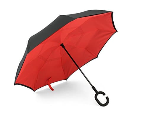 Strong Self Standing Windproof Umbrella - Black &amp; Red