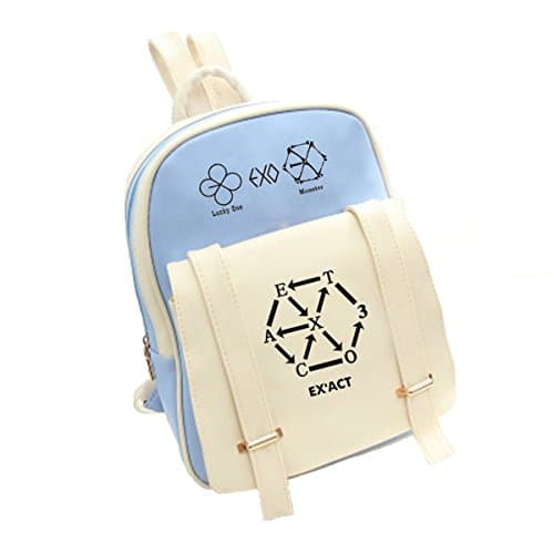 Bangtan Boys Knapsack BTS PU Schoolbag Backpack (One size, Blue 1)