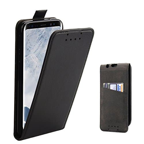 Galaxy S8 Case, Supad Slim Leather Flip Protective Case Cover for Samsung Galaxy S8 with Card Slot (Black)