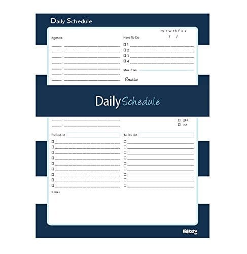Daily Schedule Notepad- (8.5x11) (Navy Blue and White Stripe) by Kahootie Co