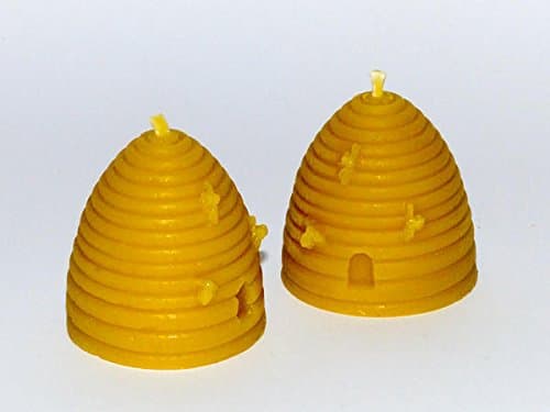 Solid Cast Pure 100% Beeswax Candles - 2 'Skep' Shaped Candles