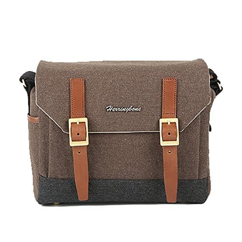 [Herringbone] DSLR / Mirrorless Camera Messenger Bag POSTMAN Small Brown H1087
