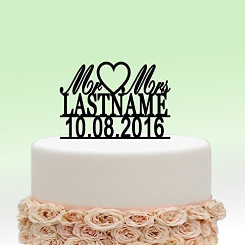 vspg Personalised Cake Topper (Mr&Mrs design1, Black)