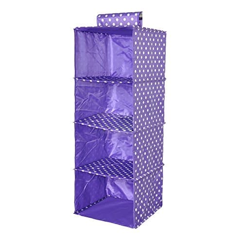 Kongka Oxford Fabric 4 Shelf Convenient Multifunction Multi-layer Hanging Clothes Wardrobe Storage Bag Hanging Storage Bag Organizer Wardrobe Wall Bag Hanging Shelves Wardrobe Organiser (Purple)